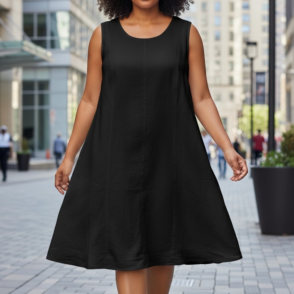 A New Day A-Line Dress Women 22 Black New Sleeveless Recycled Polyester Midi
